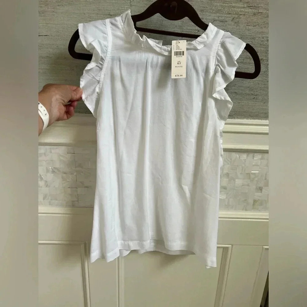 NWT new Anthropologie cloth & stone white ruffled tank sleeveless top MP medium - Picture 6 of 16